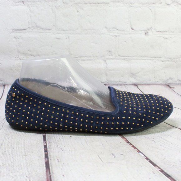 UGG Shoes - UGG Alloway Blue Suede Studded Sheepskin Lined Ballet Flats Shoes US 7.5